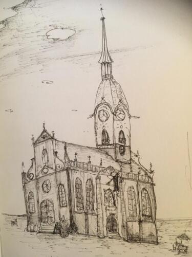 Bern Heiliggeistkirche, 2017, Tusche auf Papier, ca. 15/20 cm, CHF 400