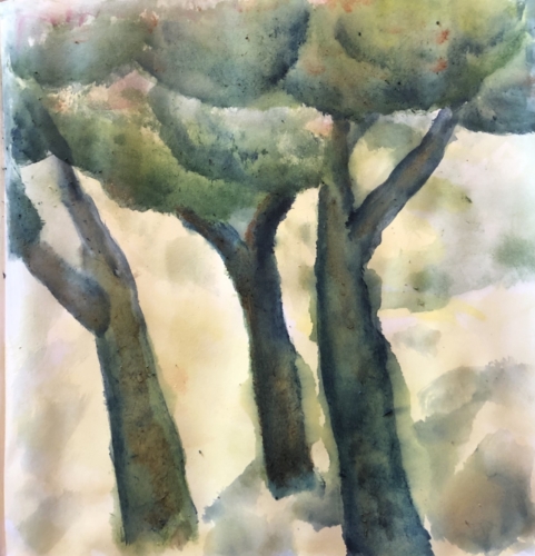 Im Wald, 2021,ca. 25/30 cm, Tusche, Leim auf Papier, CHF 300