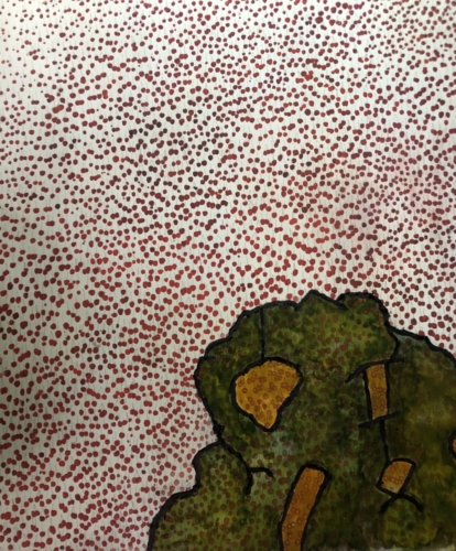 Fallende Kirschen, 2021, 155/195 cm, Tusche, Acryl, Öl auf Leinwand, CHF 2900
